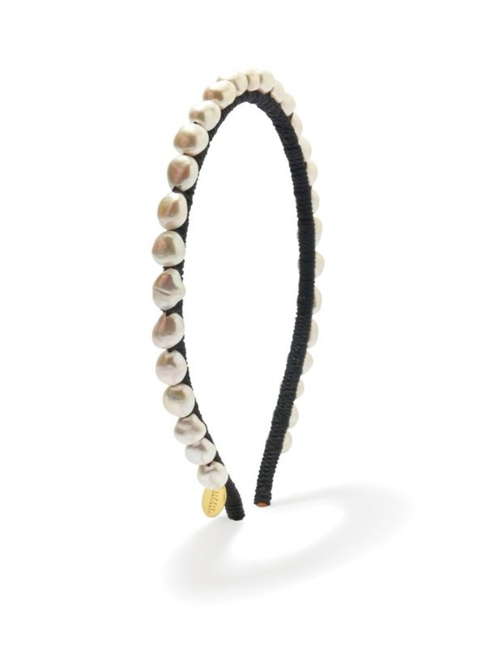 Lizzie Fortunato Cruz Headband Freshwater Pearl Black Wrapped Headband